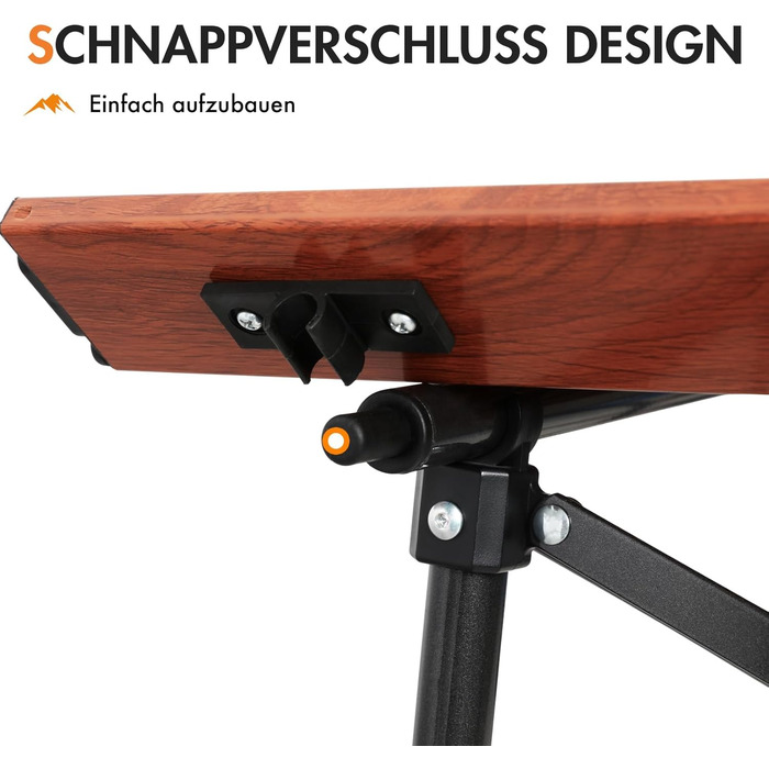 Складаний кемпінговий стіл PORTAL з алюмінієвою стільницею, вантажопідйомність 80 кг, з сумкою для перенесення для пікніків, барбекю, саду, балкону, коричневий