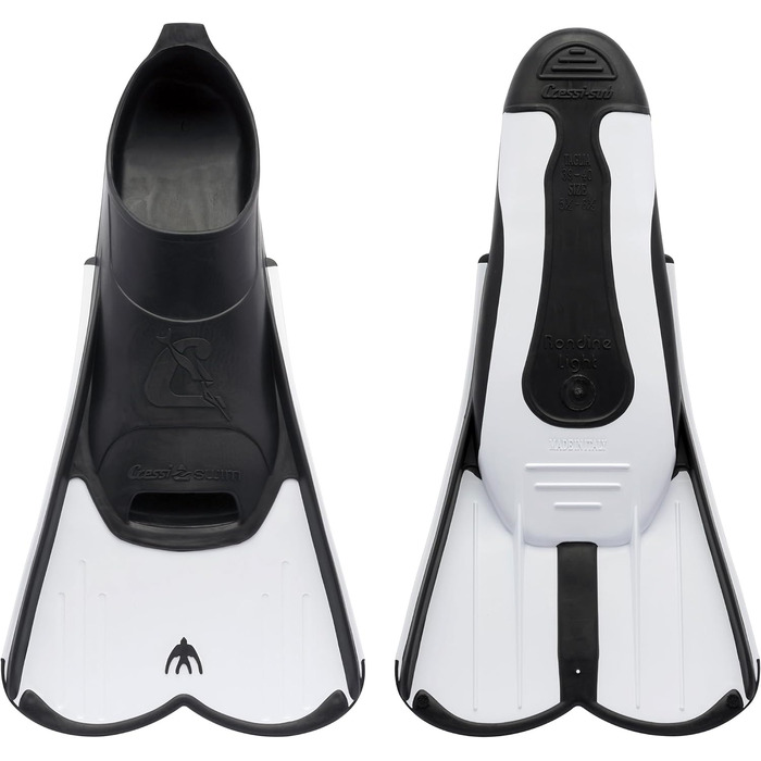 Короткі ласти Cressi Light Fins - Ласти для снорклінгу, зручні для подорожей - Ефективне тренування м&39язів - Міцні ласти для плавання, білі 39/40