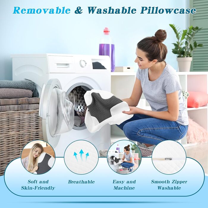 Подушка для сну на боці з проймою, подушка для шиї та плечей, подушка з піни з ефектом пам&39яті, підходить для сну на боці, спині та животі сіра 55 x 35,5 x 15 см