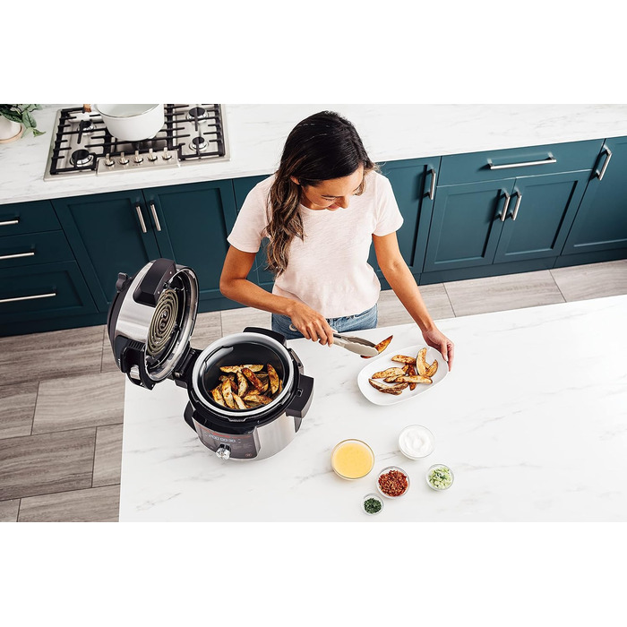 Мультиварка Ninja Foodi MAX з розумною кришкою, 7.5 л, мультиварка 14-в-1, скороварка, скороварка, фритюрниця, аерофритюрниця, повільна плита, цифровий датчик температури, нержавіюча сталь, OL750EU мультиварка 14-в-1, MAX, 7.5 л з нержавіючої сталі