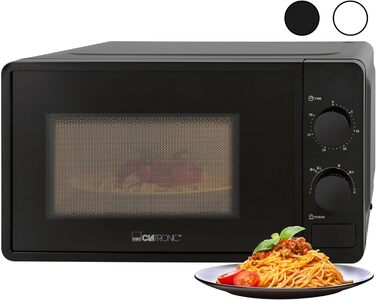 Мікрохвильова піч Clatronic з варильною камерою 20 л і освітленням варильної камери Мікрохвильова піч з 6 рівнями потужності Мікрохвильова піч з таймером на 30 хвилин Мікрохвильова піч з поворотним столом Ø24,5 см 700 Вт MW 791 чорний