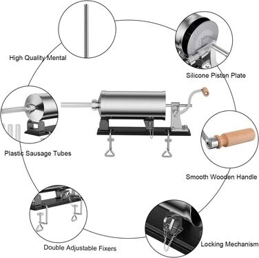 Ручна машина для набивання ковбас RELAX4LIFE 4,8 л, машина для набивання ковбас з 4 наповнювальними трубками, шприц для ковбас для