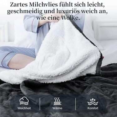 Електрична ковдра з автоматичним вимкненням, 130x180 см, ковдра з підігрівом, 8 режимами нагріву та таймером автоматичного вимкнення 1-12 годин, захист від перегріву, фланелева ковдра з підігрівом, яку можна прати в пральній машині, для дому та офісу, сір