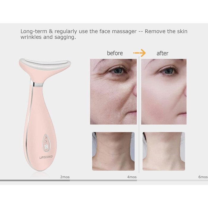 Електричний масажер для обличчя проти зморшок, масажер для зміцнення шкіри для обличчя та шиї, масажер для зміцнення шкіри обличчя, портативний акумуляторний USB-пристрій (рожевий)