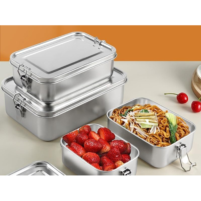Ланчбокс 850 мл з нержавіючої сталі, герметичний ідеальний для школи, офісу та подорожей (можна мити в посудомийній машині). Екологічна металева коробка для сніданку (без перегородок)