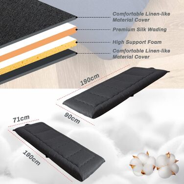 Портативний складаний матрац-футон MAXYOYO, гіпоалергенна тканина та матрац з ефектом пам&39яті з ручкою та блискавкою для гостьових караванів, критий кемпінг (вугільний, 90x190 см) темно-сірий 90 x 190 см