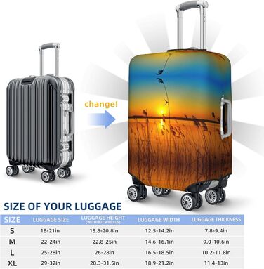 Чохол для валізи Прибережна тростина з принтом, еластичний захист від подряпин та пилу, чорний, розмір 95