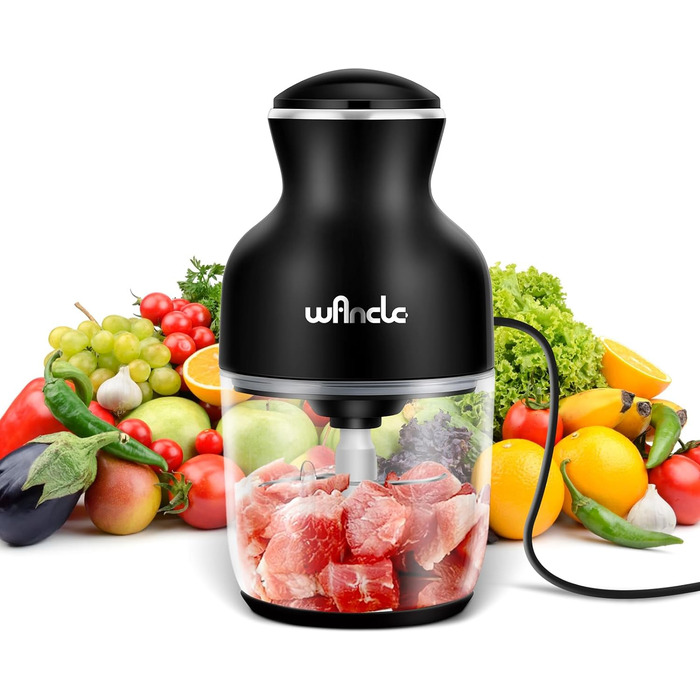 Електричний подрібнювач, подрібнювач 350 Вт, подрібнювач 600 мл, кухонний подрібнювач, тихий і простий у використанні (чорний)