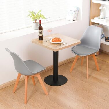 Обідній стіл Mingone 60 см, кухонний стіл, обідній стіл, маленький з дерев&39яною стільницею, квадратний стіл, дубовий вигляд з металевими ніжками, для вітальні, балкону, їдальні, 60x60x75 см, квадратний