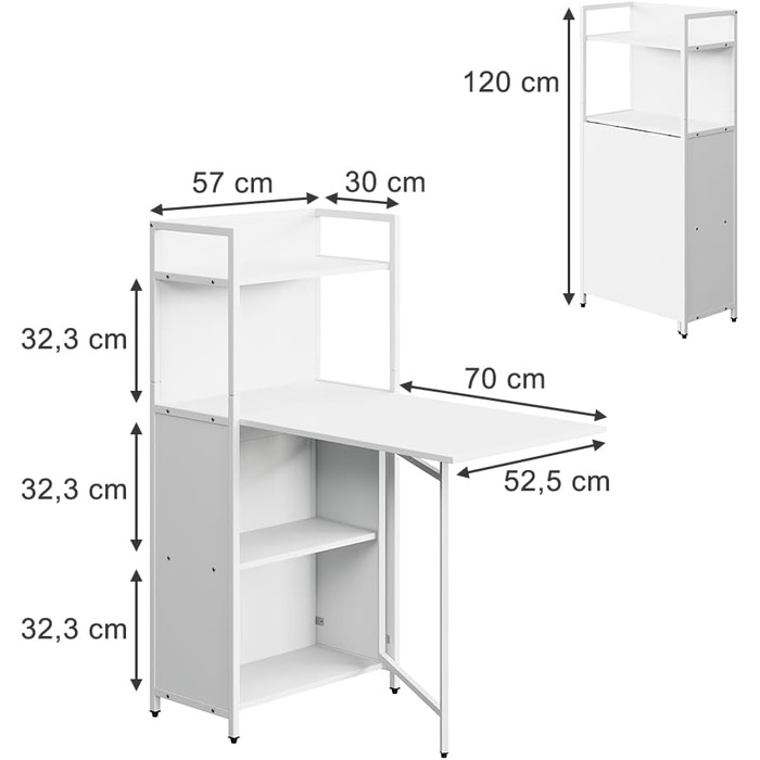 Обідній стіл Vicco Savio, білий, 57 x 30 см зі складною стільницею