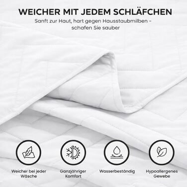 Покривало 220x240 см Двостороння ковдра зі 100 поліестеру Мяка, легка у догляді та сучасна Покривало та плед для двоспальних ліжок (Білий) Білий