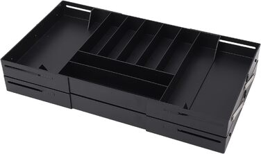 Багаторівневий розширюваний органайзер для столу, шухляда, яку легко чистити, складний лоток для зберігання, міцний матеріал для акуратного зберігання різних предметів (чорний)