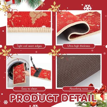 Предметний різдвяний комплект сходових сходів, килим 66 x 21,6 см, нековзний, різдвяний дизайн, TPR, нековзна підкладка, килимова доріжка для сходів, підходить для людей похилого віку, 7-