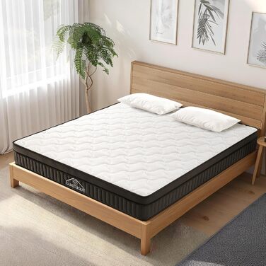 Матрац 140x200 см, висота 25 см, середньої жорсткості (H3), 7-зонний гібридний матрац, ортопедичний пружинний матрац з комфортною піною, дихаючий, що знімає тиск 140x200x25