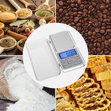 Кухонні ваги цифрові професійні, 0,1 г-500 г, міні цифрові ваги багатофункціональні з рідкокристалічним дисплеєм та функцією тари,