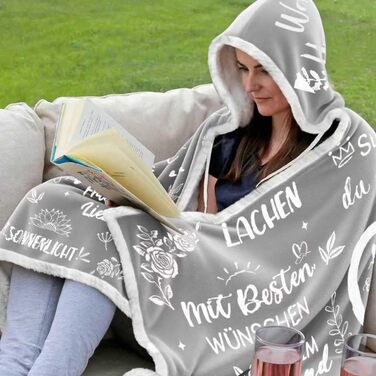 Подарунки для найкращих друзів, плед-обіймач з рукавами, подарунок на день народження найкращій подругі, подарунок для жінок, мами, дівчини, сестри, дружини, бабусі на Різдво, день народження, сірий