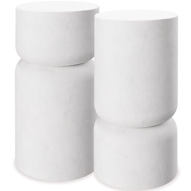 Набір із 2 круглих білих журнальних столиків, круглі приставні столики, естетичний декор кімнати, сучасні меблі для вітальні, спальні, як журнальний столик, приставний столик або тумбочка