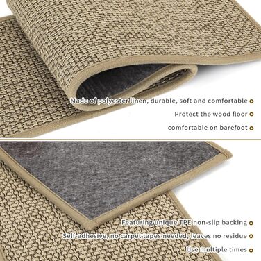 Нековзні килимки для сходів для дерев&39яних сходів у приміщенні, 22,9 x 91,4 см, 8 шт. , надзвичайно широкі сходинки, килим, доріжка для сходів, подушки для сходів з багаторазовим клеєм, для собак, 9 x 36 дюймів, бежевий 8