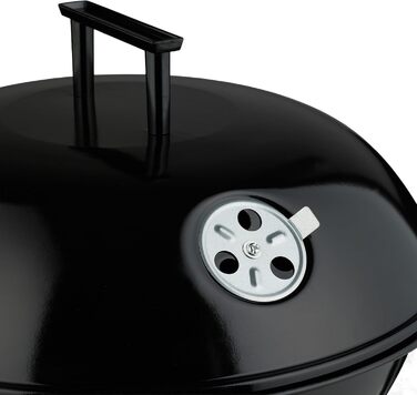 Вугільний гриль-куля, діаметр 44 см, решітка для грилю, гриль-куля з попільником, вугільний гриль на колесах, BBQ, чорний