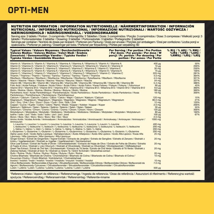 Мультивітаміни Optimum Nutrition Opti-Men, 180 таблеток, 2-місячний запас 180 капсул