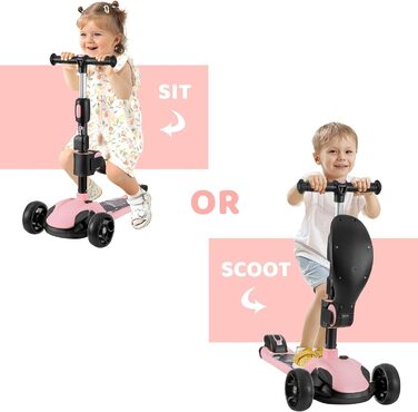 Самокат BremToy дитячий зі знімним сидінням, дитячий самокат з плавним регулюванням, дитячий самокат з поліуретановими світлодіодн