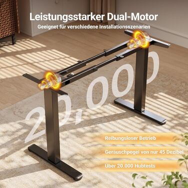 Рама столу Claiks з 2-моторним регулюванням висоти, електрична рама столу з USB-портом та кабельним лотком, рама столу з 4 налаштуваннями пам&39яті та 4 колесами, вантажопідйомність 100 кг, чорний колір