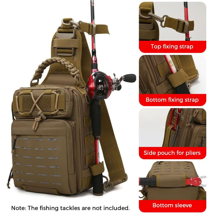 Сумки для риболовлі Lixada Сумка для зберігання рибальських снастей, сумка через плече Рибальське спорядження, зберігання вудилищ, сумка для інструментів для риболовлі, походів, полювання, кемпінгу та для кемпінгу