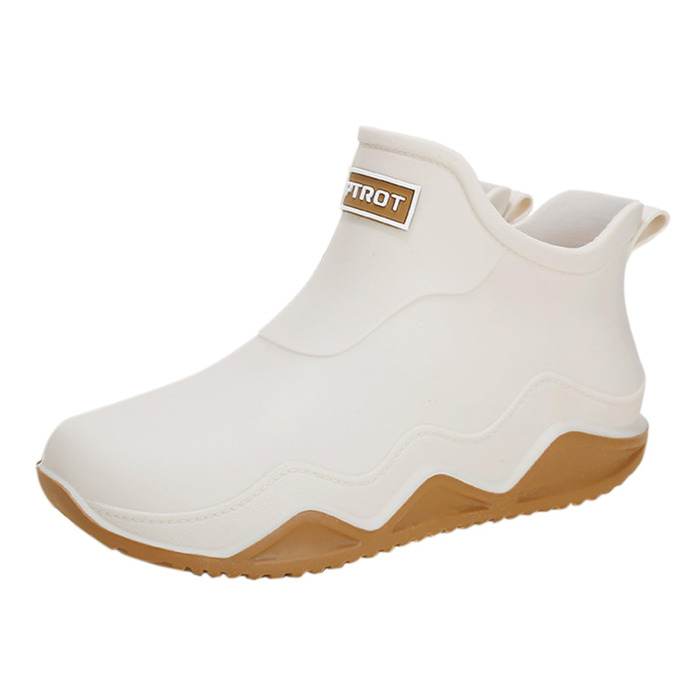 Гумові чоботи BILIKEYU для жінок та чоловіків, плоскі, нековзні, водонепроникні гумові чоботи для роботи, риболовлі, миття автомобіля, кухні, гумові чоботи, короткі чоботи, розмір 38, білі