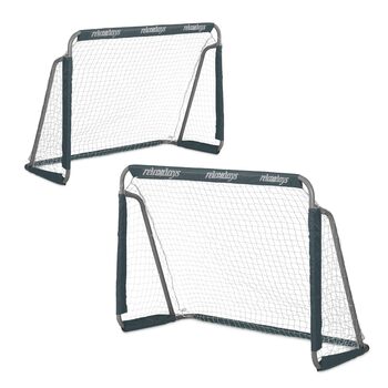 Футбольні ворота Relaxdays для саду, комплект з 2 шт. , для дітей та дорослих, ВШХ 110 x 150 x 75 см, металеві, міцні футбольні ворота, сірі