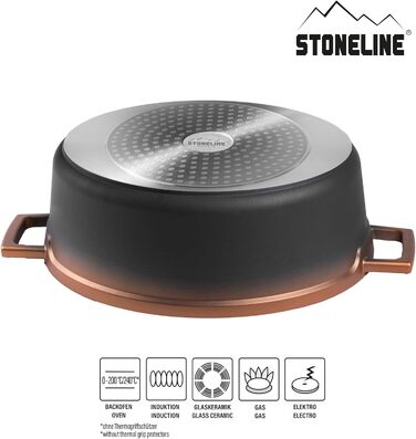 Каструля для запікання з кришкою індукційна 32 см, 6,6 л, лита алюмінієва каструля, покрита частинками справжнього каменю, каструл