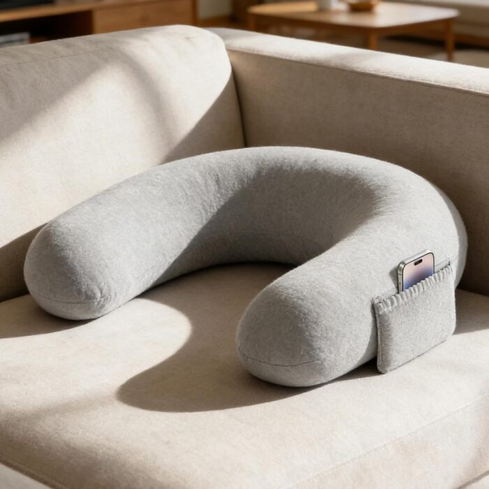 Подушка для ігор та читання з боковими кишенями для зберігання подушка для колін для дорослих, губчаста ігрова подушка для читання на колінах для сидіння на ліжку/дивані/підлозі (сіра)