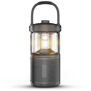 Ліхтар-динамік Felix 2 - Надихаючий Bluetooth-динамік зі світлом, Вуличний динамік, Світлодіодний вуличний ліхтар, Ліхтар для кемпінгу, Вуличний Bluetooth-динамік для пригод, Чорний