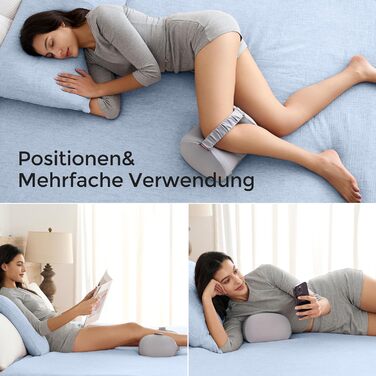 Подушка для колін Momcozy для сну на боці з охолоджувальним чохлом - ортопедична подушка для ніг з піною з ефектом пам&39яті від болю в стегнах, спині та сідничному нерві, регульований ремінь, ергономічний розподіл тиску, сірий колір