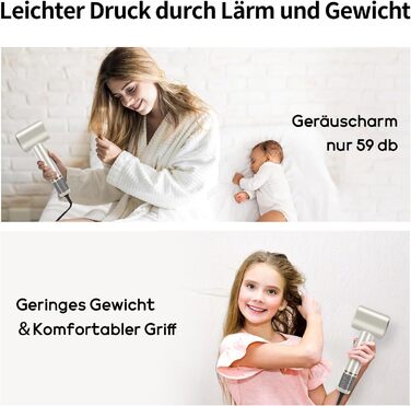 Повітряно-звуковий фен PARWIN PRO BEAUTY, фен зі світлодіодним дисплеєм HD, фен з безщітковим малошумним двигуном 110,000 об / хв,