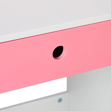 Стіл і стілець Relaxdays для дітей, шухляда і 2 відкритих відділення, мотив лебедя, меблі для дитячої кімнати, рожевий/білий