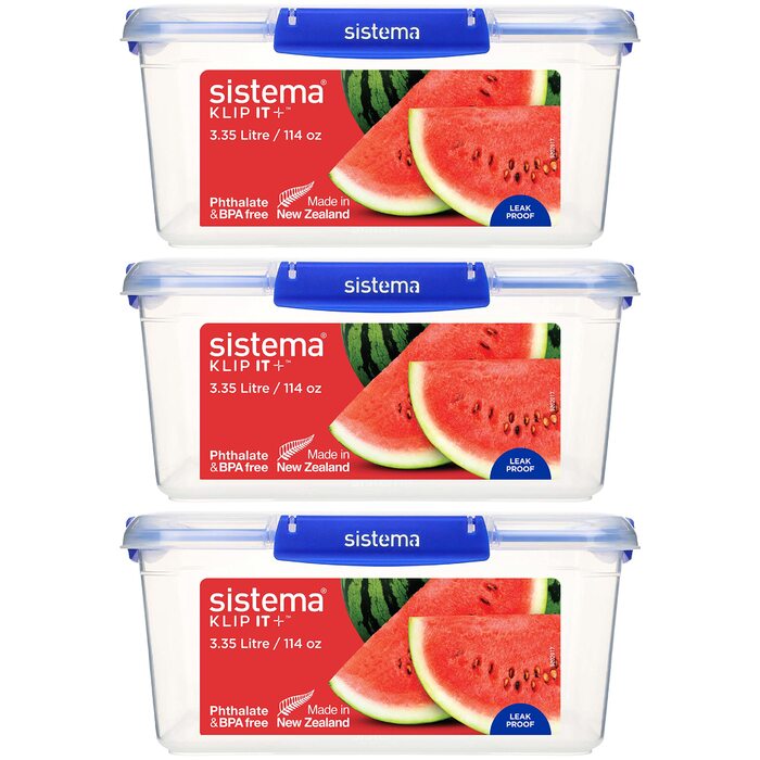 Набір контейнерів для зберігання продуктів KLIP IT PLUS, 3,35 л герметичні, штабельовані та щільні банки з кришками підходять для холодильника/морозильної камери ланчбокс для школи 3 шт. по 3,35 л