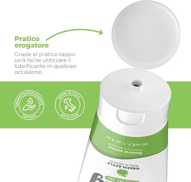 Їстівний лубрикант на водній основі, нежирний та не залишає плям, зі смаком зеленого яблука, 50 мл