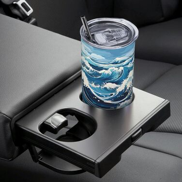 Дорожня кружка об&39ємом 590 мл з прямою трубочкою в стилі укійо-е з хвилями, принтована, підходить для кемпінгу, офісу та дому