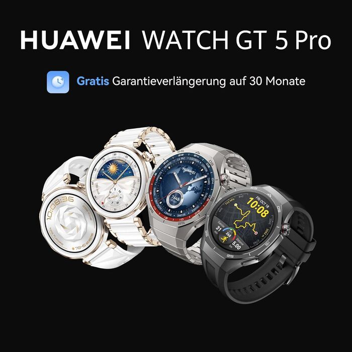 Розумний годинник HUAWEI Watch GT 5 Pro 46 мм, спортивні функції професійного рівня, відстеження здоров&39я, ЕКГ, час роботи від акумулятора до 14 днів, GPS, iOS та Android, 6 місяців розширеної гарантії, Titanium 46mm GT 5 Pro
