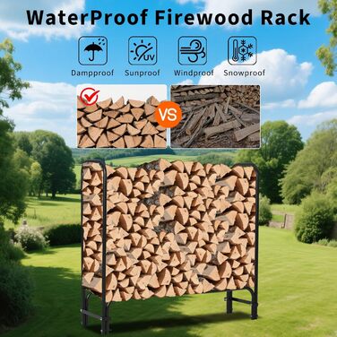 Сталева дров&39яна підставка для зберігання дров. Міцна дерев&39яна підставка для саду, тераси та відкритих майданчиків для оптимального зберігання дров (120 см).