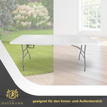 Складаний кемпінговий стіл - 180x70x74 см - Складаний кемпінговий стіл - Складаний стіл з ручкою для перенесення - Складаний стіл - Кемпінгові столи - Стіл для вечірок/пікніка - Для приміщень та вулиці - Білий 180 x 70 x 74 см