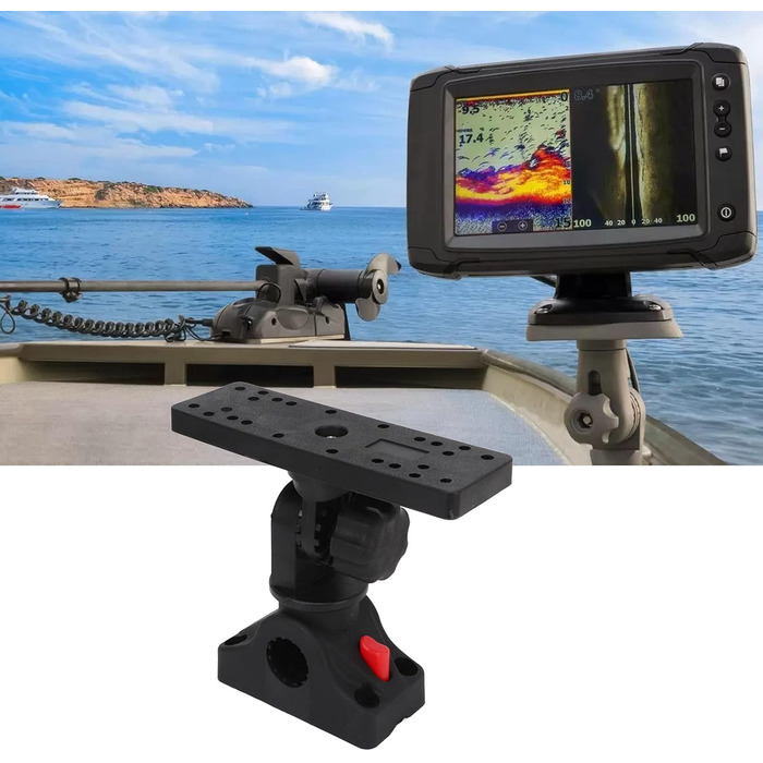 Кронштейн ехолота, обертання на 360 градусів, універсальна монтажна пластина, кронштейн ехолота морської електроніки для човнів, байдарок, електроніки GPS, ехолота та глибиноміра (чорний)