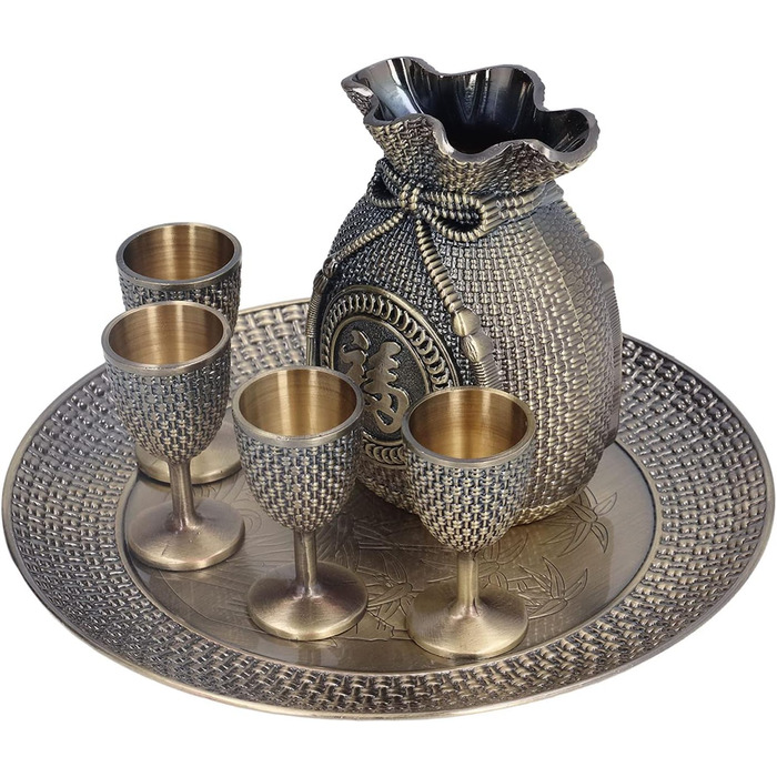 Турецький чайний сервіс у вінтажному стилі з цинкового сплаву з рельєфним малюнком та вишуканим дизайном, стійкий до вицвітання та надзвичайно довговічний турецький кавовий сервіс з чашками для декору дому