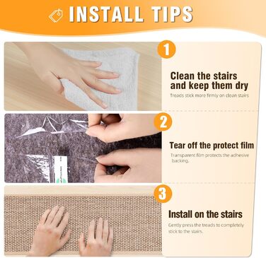 Льняні сходинки Deerly, нековзні, для дерев&39яних сходинок, що знімаються та наклеюються, для внутрішніх сходів, із самоклеючою основою, 20,3 x 76,2 см, бежевий колір, 15 шт. 8&39 x 30&39 бежевий 15