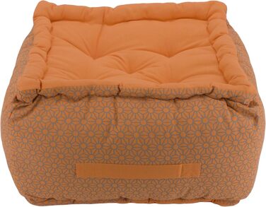 Товста підлогова подушка Lara - Висота 20-25 см - Пуф - Оттоманка - Табурет - 40x40x25 см - 100 бавовна (Захід сонця/Персик) Захід сонця / Персик