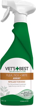 Спрей від бліх, кліщів та пилових кліщів для собак Vets Best, рослинна формула, 500 мл