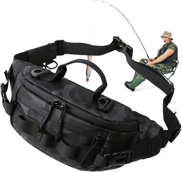 Рибальська поясна сумка, поясна сумка для риболовлі нахлистом - водонепроникна рибальська сумка з поясним поясом Портативна сумка для риболовлі нахлистом Аксесуари для активного відпочинку для чоловіків, жінок, камуфляж