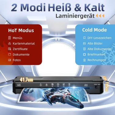 Ламінатор MAXDONE A3, ламінатор, 2-рулонна система з різаком для паперу та закруглювачем кутів, гарячий та холодний ламінатор, гладкий без бульбашок, ламінатор для фотодокументів форматів A3 A4 A5 A6 у школі, офісі FNL012