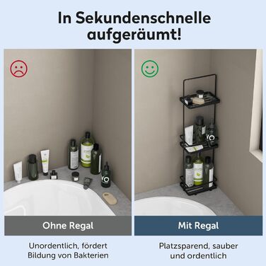 Душова полиця doporro без свердління, 3-рівнева окремостояча полиця для ванної кімнати, тонка металева полиця для душу, сучасний дизайн для ванної кімнати та туалету, чорна