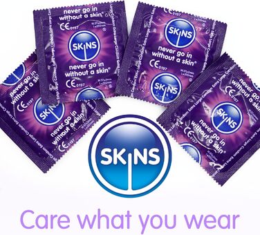 Презервативи Skins Extra Large, велика коробка презервативи XL, оптова упаковка 100 шт. із додатковим змащенням для додаткової безпеки та задоволення